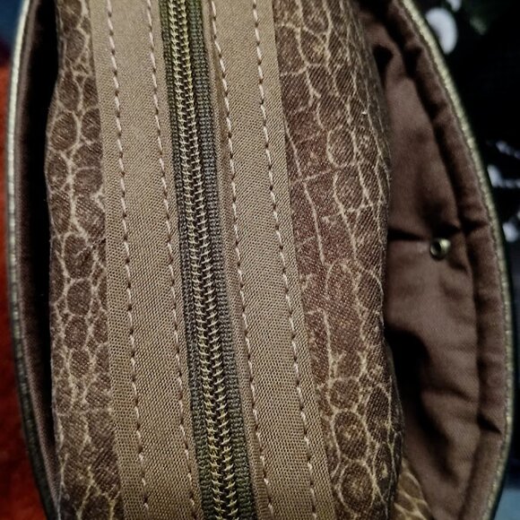 New Travel Sling Crossbody Brown Bronze Pebbled faux leather & Snakeskin fabric - Picture 10 of 10